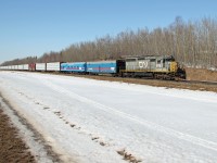 KCS painted SD40-3 5943 leads the test train eastbound through North Cooking Lake.