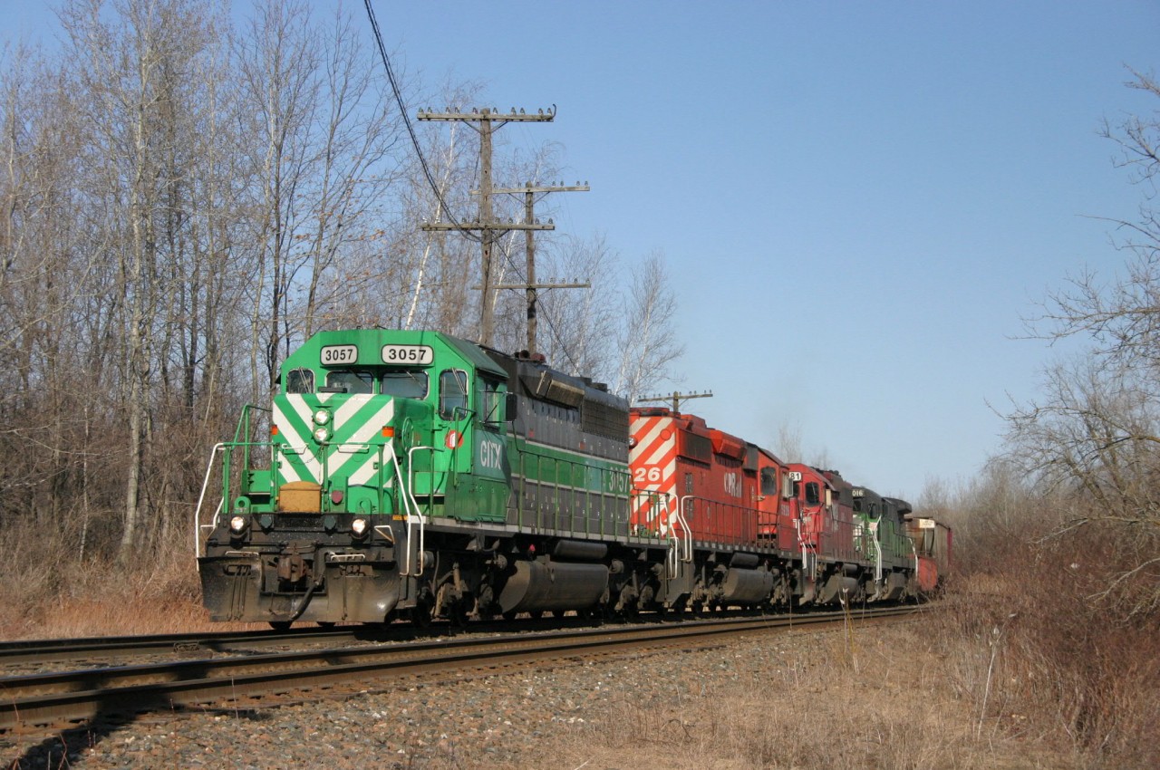 The #2 just bringing somes cars in the Farnham siding , back to the yard for switching his train for Brownville Jct !