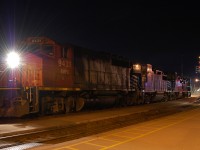 597 with CEFX 2019 - CEFX 2014 - CEFX 2006 - RMPX 9431 has arrived at Brantford after dropping it's train at Paris Jct