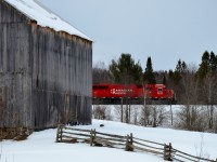 MMA eastbound oil train at Foster, QC with CP(x SOO) SD60 I the lead.