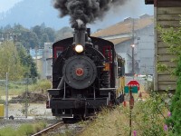 Alberni Pacific Railway 1929 built Baldwin 2-8-2 #7 puts on a good show departing Port Alberni for the McLean Mill National Historic Site.