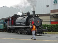 Grade crossing control the old fashioned way!  1929 built Baldwin 2-8-2ST crosses Stamp Avenue in Port Alberni