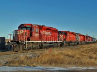 Heading south on the Scotford Sub quite the lash up, SD40-2's CP 5907, 6011, 6067 and GP38-2's CP 3081 and 3023.  Given the date maybe they were all "heading home for the holidays".