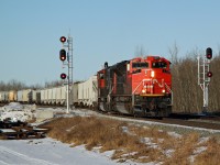 SD70M-2 CN 8876 and SD70I CN 5611 heading east take the new switch onto the second main line at Ardrossan