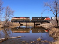 Westbound M349 crosses the Seine River just west of Ste. Anne.
