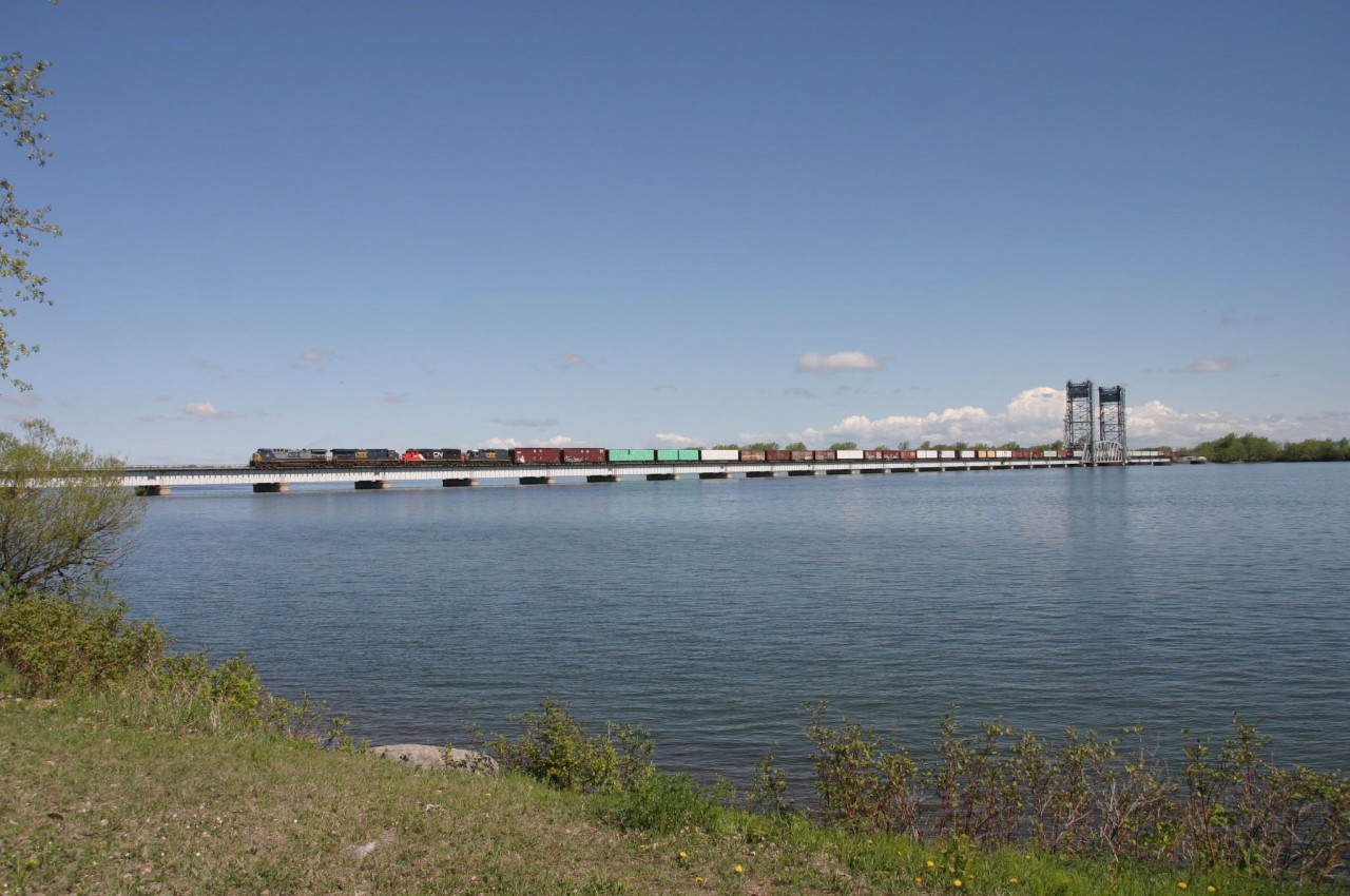 The 327 with the CSXT power on the Larocque bridge on way to Huntingdon and Massena NY !