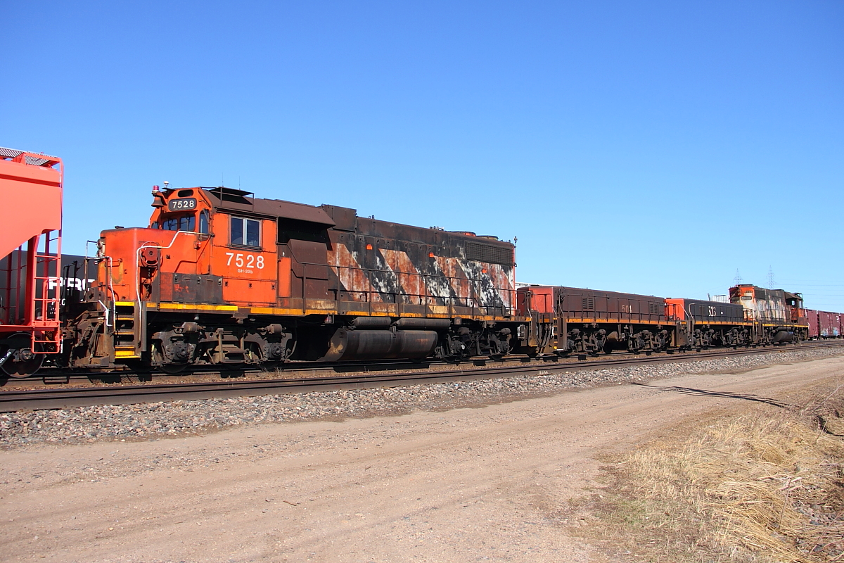 A well worn set of switchers work the east end of the yard.