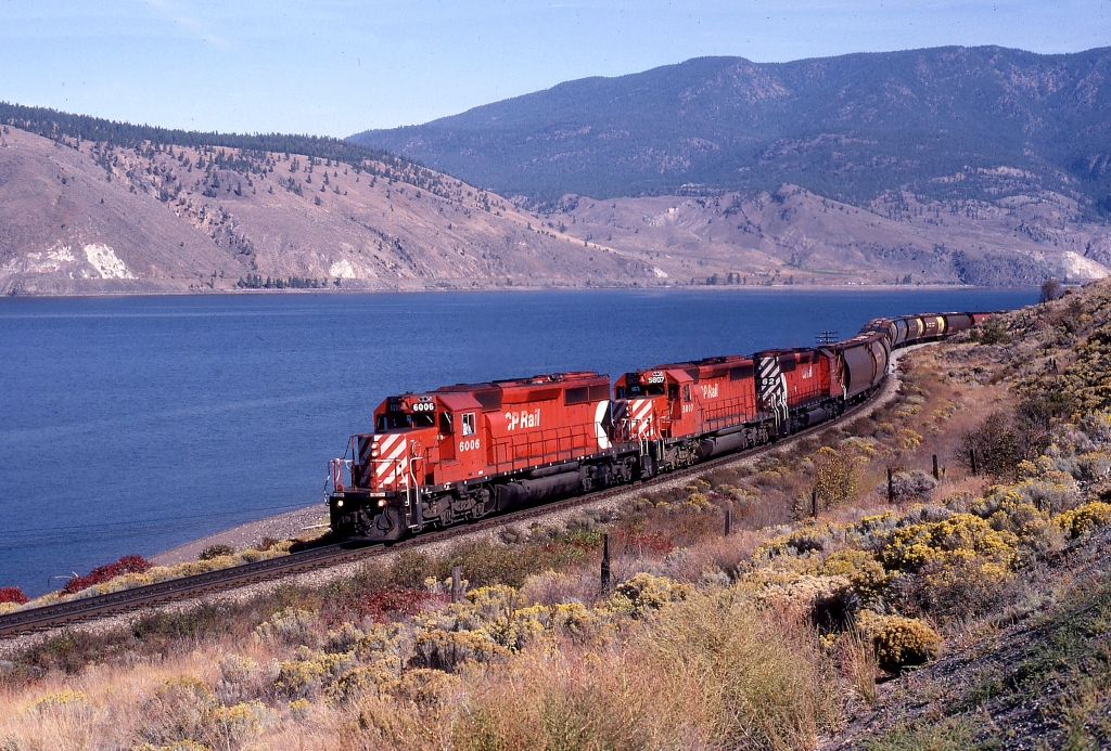Westbound is east of Kamloops, BC behind SD40-2 6006.