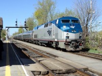 AMTRAK loco 9 P-42-DC with front modification not finish going to Albany New York where they change crew and change loco and  keep on going to NEW YORK on rte 68 Adironddack 