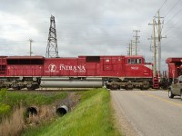 INDR 9013, an SD9043MAC makes a rare appearance this side of the border trailing on CP 609 headed westbound towards Walkerville. This loco crossed the border about 8 hours prior on an eastbound 242 and got shuffled onto this train in London.