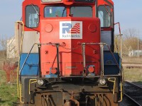 RLK 4057 sits idle at Hagersville on the last day of April 2013.  This unit is used for the daily (except weekends) train SOR 596.