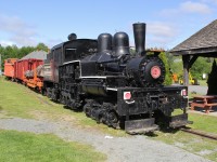Comox Logging and Railway Company No. 12, a 1927 built Lima 50-Ton 2-Truck Shay on display at the former ENR station in Lake Cowichan.