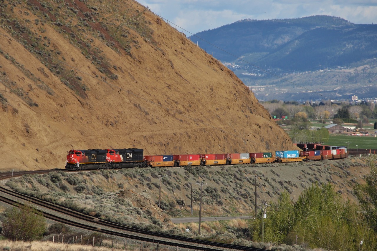 SD70M-2s 8907 and 8914 depart form Kamloops and travel west on the Ashcroft Sub with CN 109.