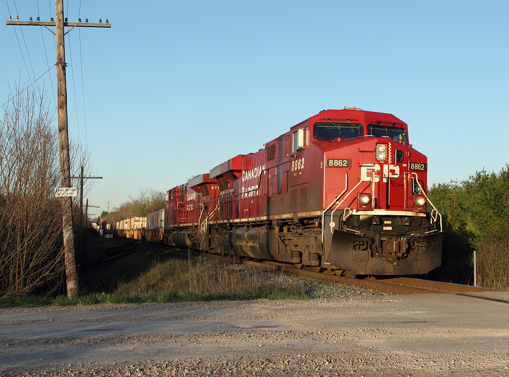 Two GEVO's have this westbound at track speed as they hustle towards Killean to meet 254.