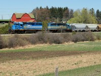 A Goderich Exeter mixed freight passes Venture Heights farms just outside the Guelph city limits. I'm glad I finally managed to get this photo off my bucket list. I was given a friendly greeting from the crew as they noticed me on the side of Hwy 7.