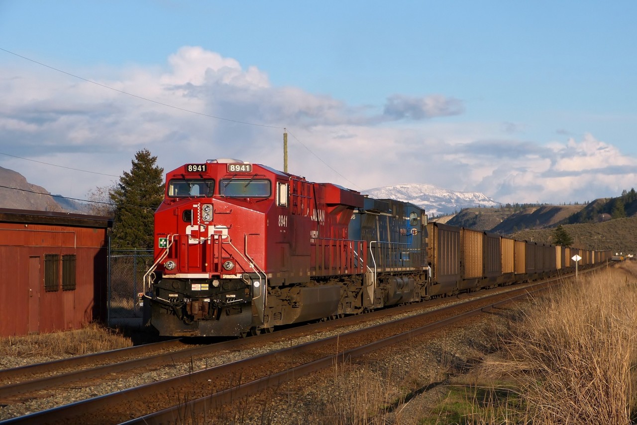 CP 8941 and CEFX 1036 parked on the south main at Kamloops.