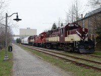 OSR is picking up the <a href="http://www.ghra.ca">GHRA's</a> CPR 436994 at the siding in downtown Guelph after a successful weekend of being on public display - power is OSRX 181, (former) CP 1210, and OSRX 504 - OSR/GJR fans will note that this siding is rarely used.
