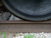 <b>1902 meets 1941</b> as forged steel wheels from CPR 436994 meet CPR Krupp foundry rails built in 1902. This siding is in active service, albeit rarely.