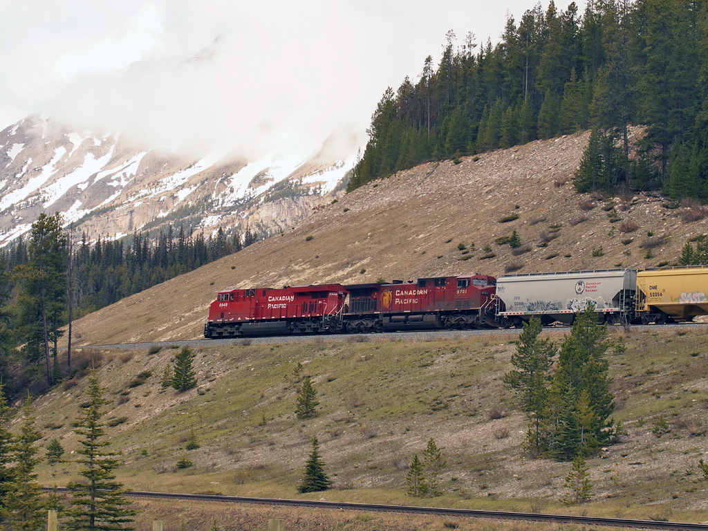 Grain loads half way up the east slope of Kicking Horse Pass.