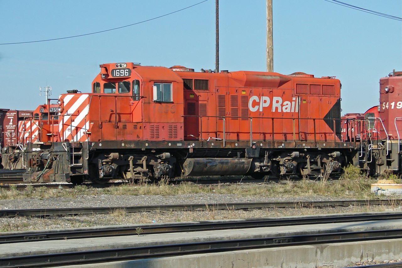 Retired in 2011 GP9u CP 1696 still in active duty at Alyth Yard in 2006