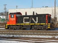 SW1200RM CN 7304 rests in Walker Yard, Edmonton.