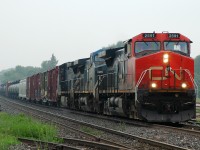 332 rolls downgrade into Brantford with 12,800 horsepower from CN 2591 - IC 2459 - BCOL 4653