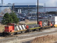 A nice treat today finds a rare GMD1 on the set switching Brampton Intermodal Terminal. CN 1422, which began life as A-1-A trucked 1076, works with fellow GMD units 200 and 7265 in keeping the nations' goods moving, over 50 years after she rolled out of the shops in London with her first coat of paint.