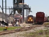 Crews patiently wait for CSX to drop cars for loading and unloading at the SouthWest CO-OP Elevator in Wallaceburg. This scene will be a thing of the past as soon as CANDO takes over this operation. It really is hard for me to believe that a class 1 American railway has stuck around this area for so long to serve a couple of grain elevators.