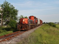 The CN local heads up the Pelton spur (former LE&DRR,PM,C&O,CSX trackage) with three cars for a transloading facility on CN's Chrysler spur. This customer is one of only three left for CN in the Windsor area.