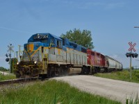 With D&H 7304 on the point, CP T29 (formerly T76) passes the Mint Line crossing as it approaches the east switch at Tilbury on its way towards Walkerville.