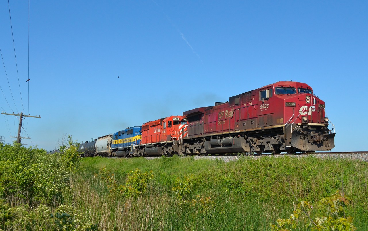 CP 642 heads eastbound thru Jeannette mile as it approaches the hotbox detector at 73.6