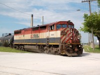 A rare visitor in the form of BC Rail Dash8-40CM 4626 works todays CN IOL train in Sarnia, a job held down by CN GP9RM's for years. Here it is seen returning back from deep within the imperial oil plant. The crew certainly took their time today as this isn't the best switching locomotive by far. 