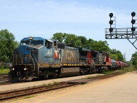 A pair of GE C40-8W's (IC 2461 - CN 2182) leading 331 under the signal bridge at Brantford. Of note, this was the photographer's first IC 24xx leading :)