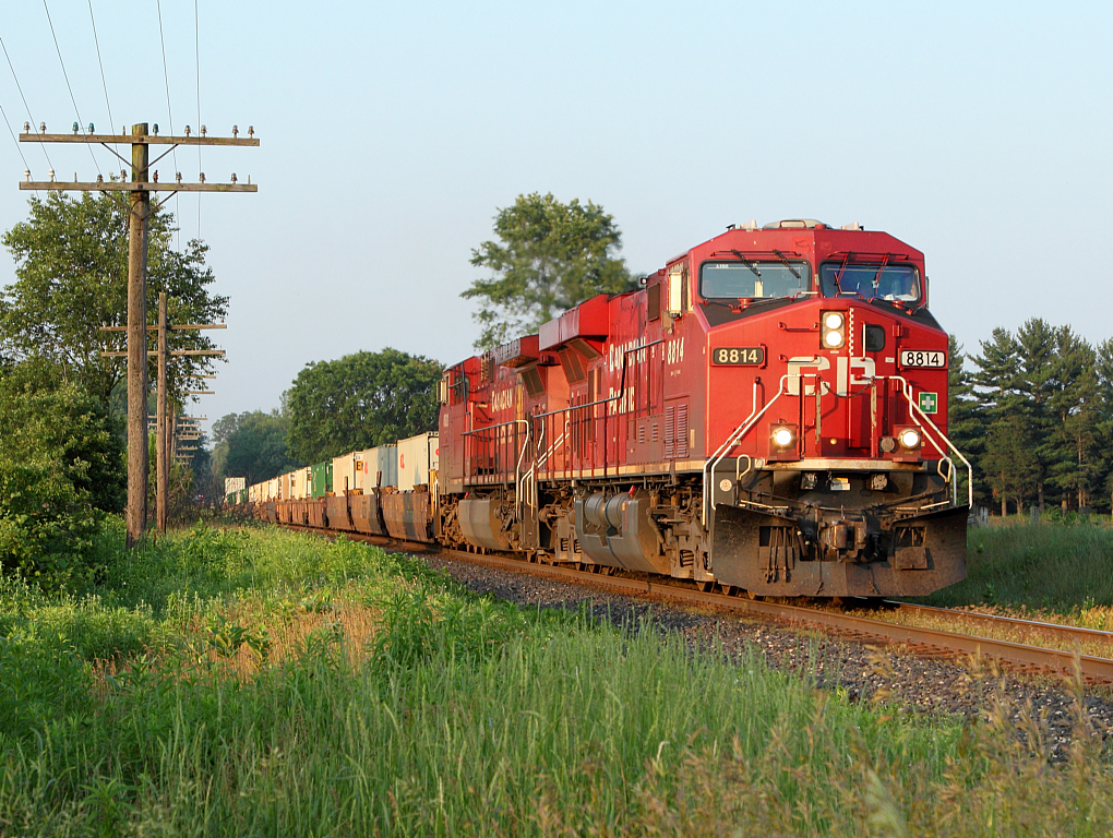 CP 241 hustles west out of Blandford.
