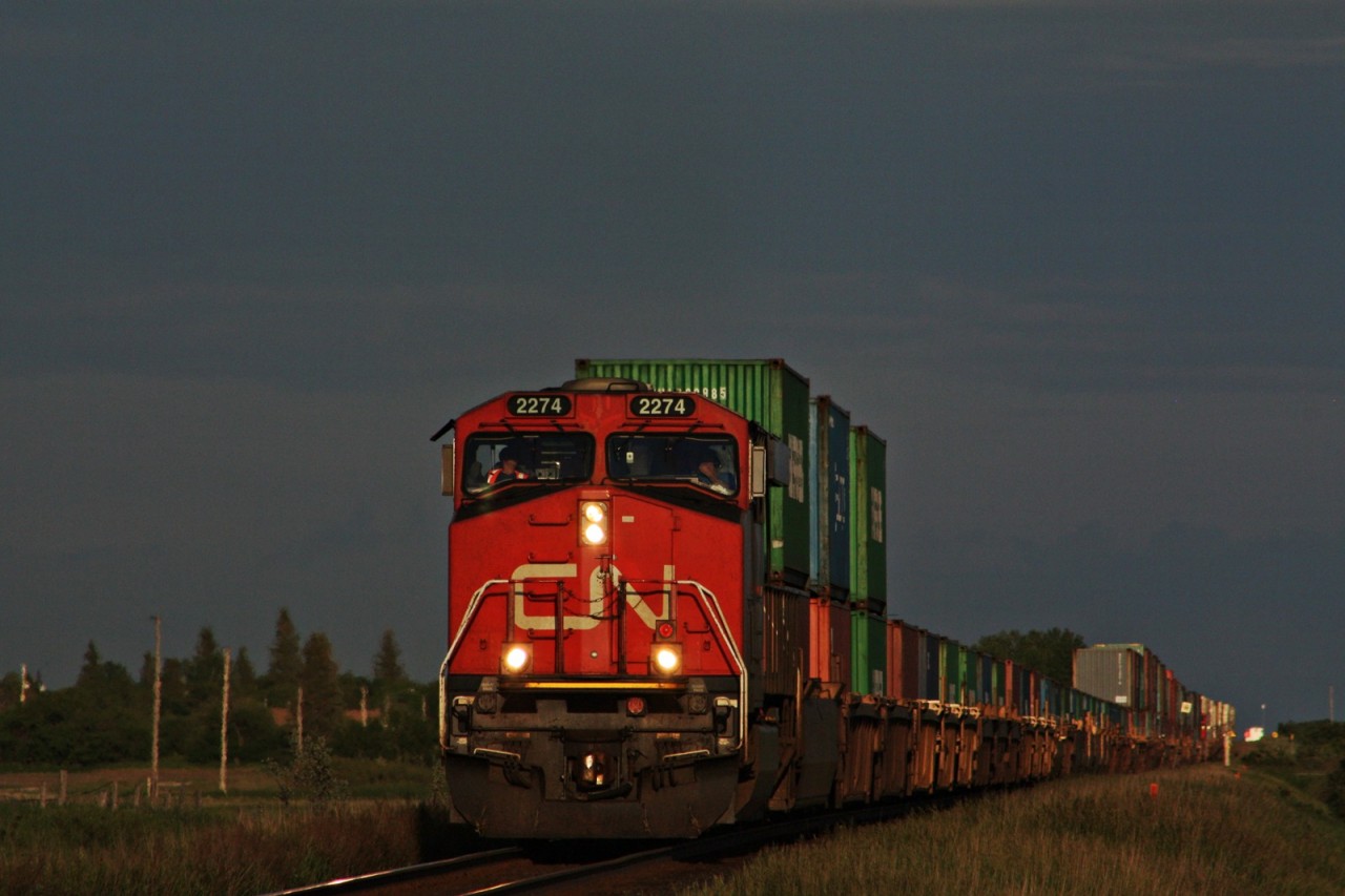 The money train 111 races through the storm at the small village of Venn Saskatchewan. I would chase this guy all the way back to Kitella where she would slow for at the restricted signal for 114 to coming roaring by and then back to town to wait for the Via to roll in. This was the main reason I was so happy to be heading north to Watrous to work on the welding gang.