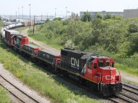 2 GP38-2's and 2 slugs push the "Hump"