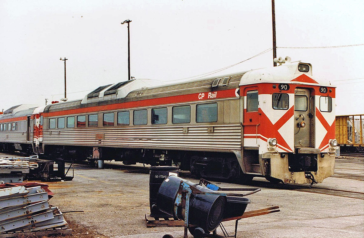 Canadian Pacific Dayliner #90 at CP's Agincourt Yard, Toronto, ON. No longer in revenue service, by this time these units were used to transport maintenance-of-way employees. For more pics & video from my collection see  http://northamericabyrail.info