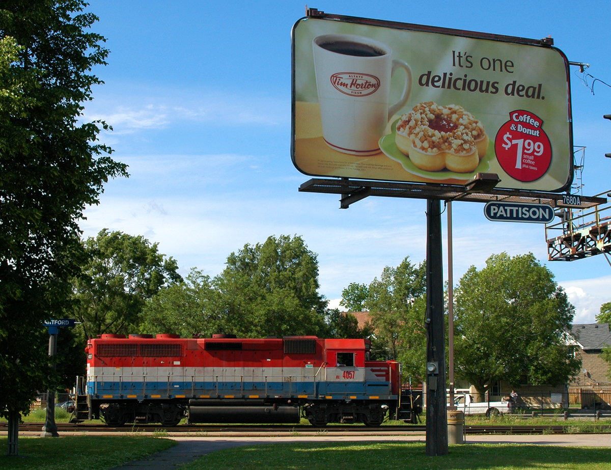 After arriving from Hamilton, we see RLK 4057 departing Brantford for the Hagersville Sub