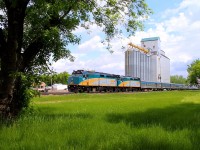 VIA's westbound "Canadian" passes the elevator at Oakville. This is my favorite location in the Winnipeg area to photograph No 1 so I thought I would do it once more.