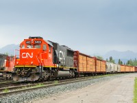 CN SD60 5403 was supposed to lead train A458 north tonight, but upon further inspection by the crew, it was not to be. It's seen here on top of their train, in track YB12 at Swan Landing. Unfortunately for the crew, the only other northward facing unit was the CN 5428, so they couldn't get away from having a loud former Oakway leader. Fine with me!