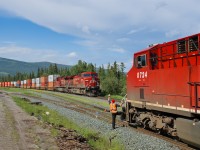 Who's railroad is this, anyway?! CP AC4400CW 9615 meets sister CP ES44AC 8724 at Swan Landing on CN's Edson Sub. Detouring due to floods/washouts on home rails are CP trains 113-17 (F30551 23 - 9615W) and 112-22 (F30052 22 - 8724E).