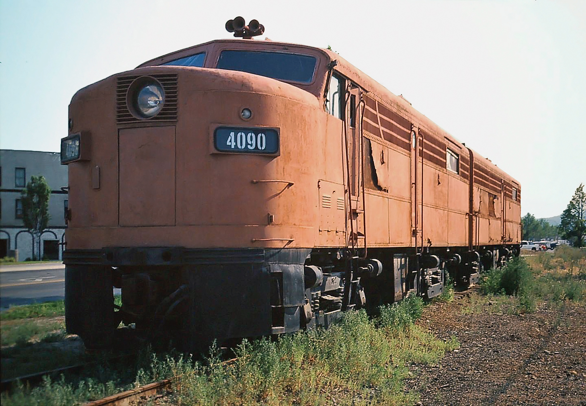 The sole surviving Canadian Pacific Alco-designed cab-unit, FPA-2 #4090 on display at the Canadian Museum of Rail Travel in Cranbrook, BC. For more pics & video from my collection see  http://northamericabyrail.info