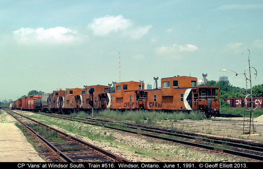 Bringing up the rear on today's CP Train #516 are 5 CP Angus cabooses being moved for use elsewhere on the system.  Trains just don't seem right not having a waycar on them.