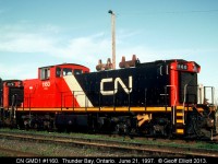 CN 1160, a rebuilt GMD1, sits in the Thunder Bay terminal awaiting it's next duties switching the grain elevators that line the shore of Lake Superior.