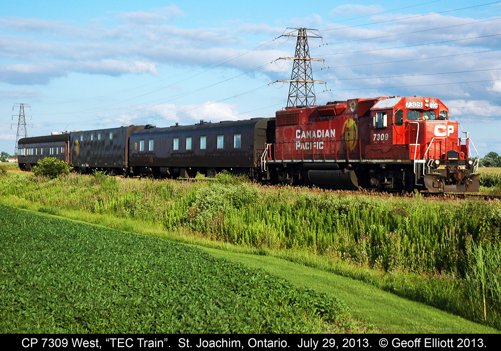 CP 7309 has the TEC train in tow as it rolls over the west end of the Windsor Subdivision just outside of St. Joachim, Ontario.