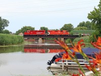 Returning to Windsor, CP 2212 and CP 3015 with train T29 make their way over the Belle River at mile 94.3 on the CP's Windsor Sub.