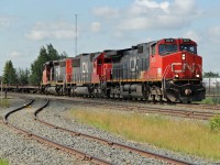 Switching in CN's Camrose Yard.  DASH 9-44CW CN 2676,  SD60 CN 5418 (ex GMTX/GATX) and SD40-2W 5322