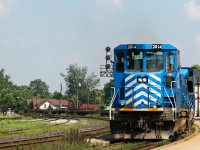 X596 with CEFX 2014 - CEFX 2006 runs towards Paris with a train of empty windmill blade cars