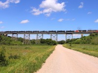 CN's A404 crosses the Little Saskatchewan River as it departs the Rivers area for Winnipeg.