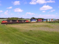 CN's Q111 approaches the town of Rivers.